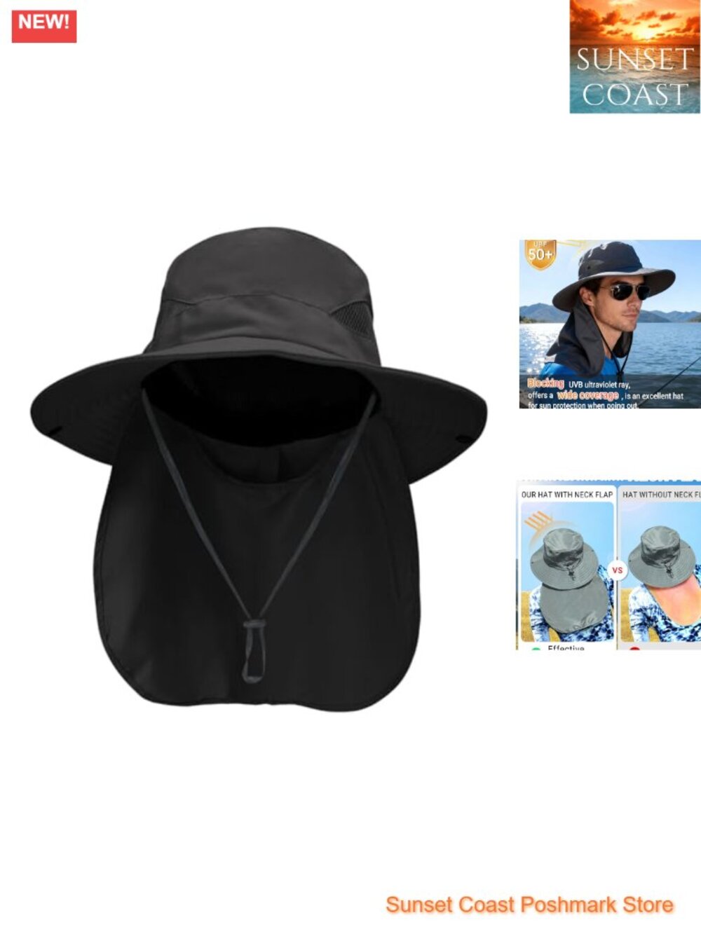 NPQQUAN Sun Hat with Neck Flap UPF 50+ UV Protection Waterproof Foldable